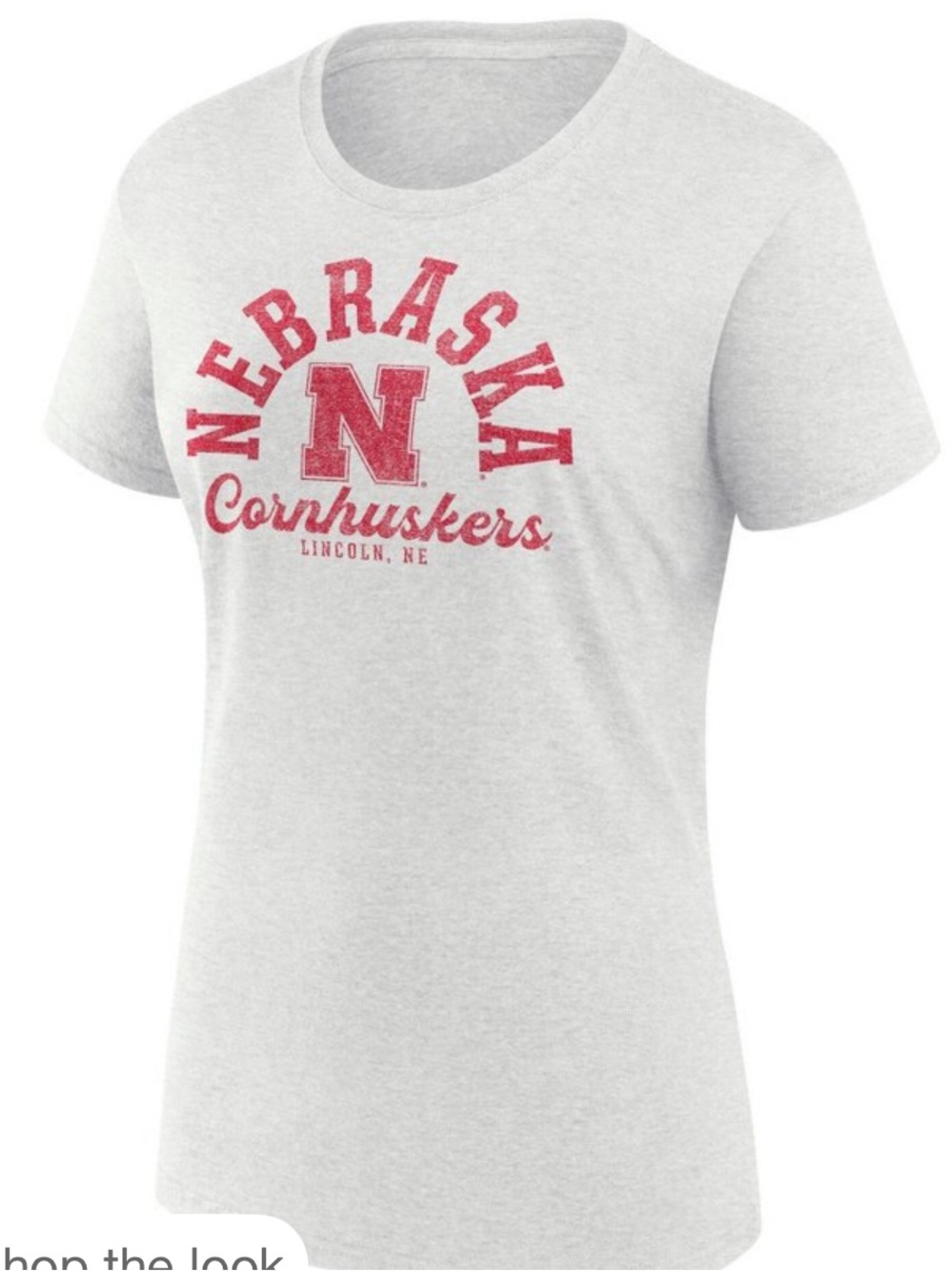NCAA Nebraska Cornhuskers Oatmeal Heather Crew Tee - Red Logo